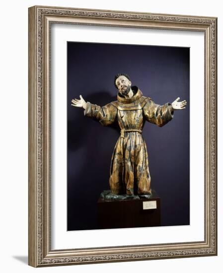 Saint Francis of Assisi in Ecstasy, Painted and Gilded Wood, 17th century Mexican-null-Framed Photographic Print