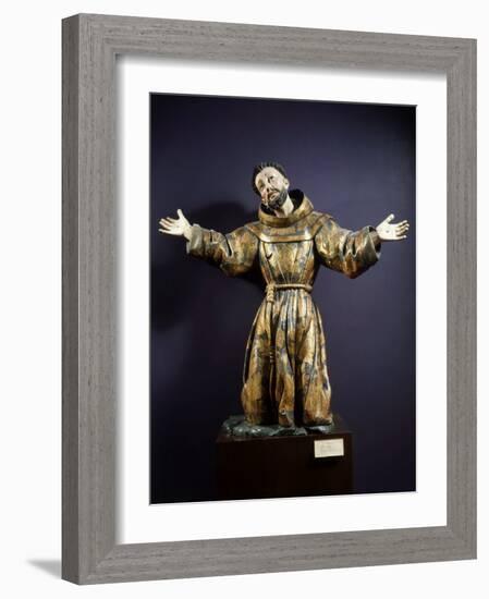 Saint Francis of Assisi in Ecstasy, Painted and Gilded Wood, 17th century Mexican-null-Framed Photographic Print