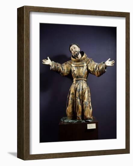 Saint Francis of Assisi in Ecstasy, Painted and Gilded Wood, 17th century Mexican-null-Framed Photographic Print