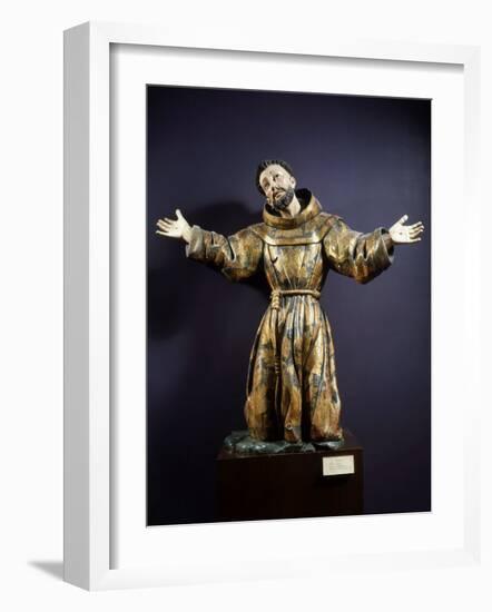 Saint Francis of Assisi in Ecstasy, Painted and Gilded Wood, 17th century Mexican-null-Framed Photographic Print