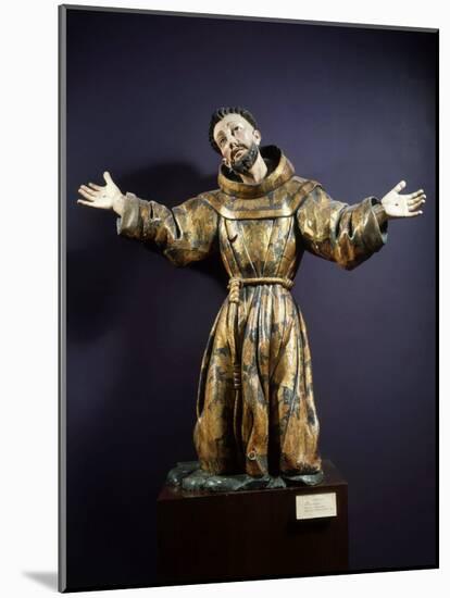 Saint Francis of Assisi in Ecstasy, Painted and Gilded Wood, 17th century Mexican-null-Mounted Photographic Print