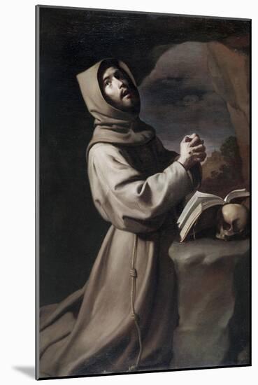 Saint Francis Praying-Francisco de Zurbarán-Mounted Giclee Print