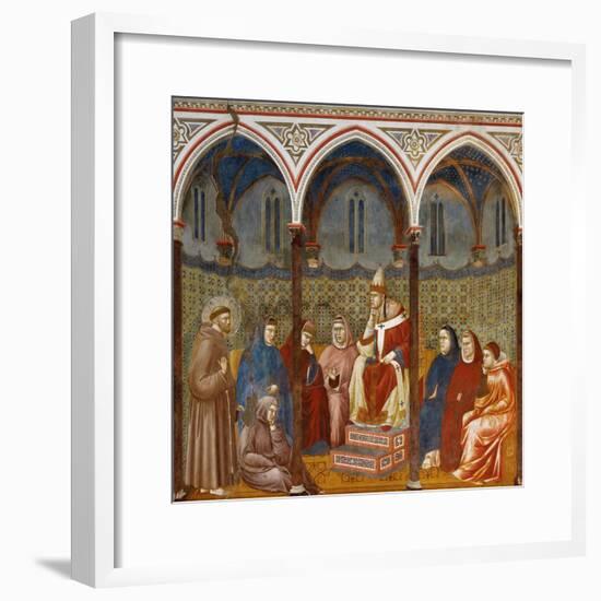 Saint Francis Preaching to Pope Honorius Iii-Giotto-Framed Art Print