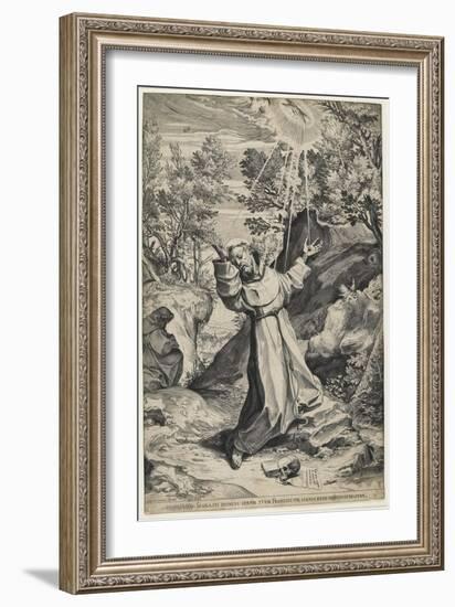 Saint Francis Recieving the Stigmata, 1586-Agostino Carracci-Framed Giclee Print