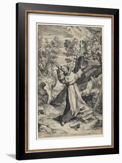 Saint Francis Recieving the Stigmata, 1586-Agostino Carracci-Framed Giclee Print