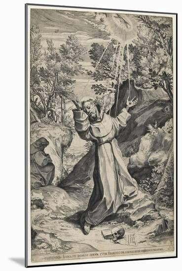 Saint Francis Recieving the Stigmata, 1586-Agostino Carracci-Mounted Giclee Print