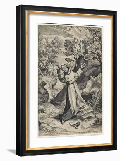 Saint Francis Recieving the Stigmata, 1586-Agostino Carracci-Framed Giclee Print