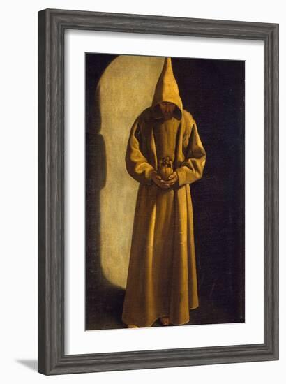 Saint Francis with a Skull in His Hands, C.1630-Francisco de Zurbarán-Framed Giclee Print