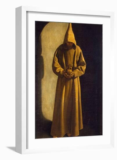 Saint Francis with a Skull in His Hands, C.1630-Francisco de Zurbarán-Framed Giclee Print