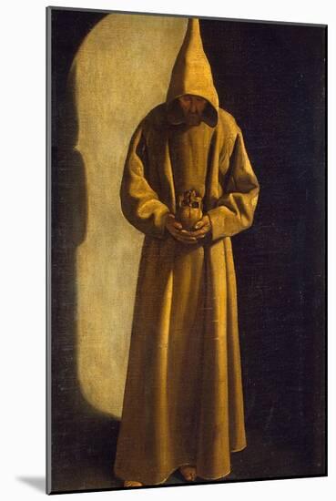 Saint Francis with a Skull in His Hands, C.1630-Francisco de Zurbarán-Mounted Giclee Print