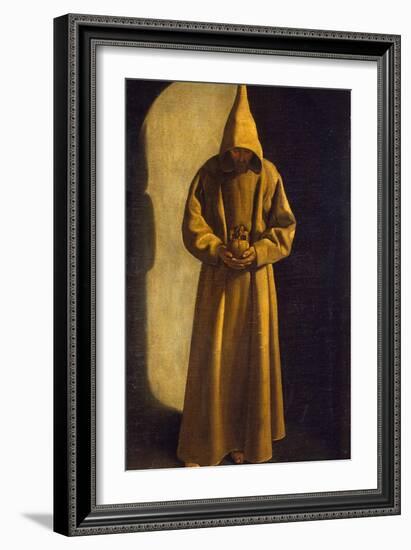 Saint Francis with a Skull in His Hands, C.1630-Francisco de Zurbarán-Framed Giclee Print