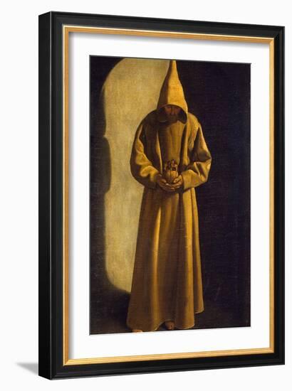 Saint Francis with a Skull in His Hands, C.1630-Francisco de Zurbarán-Framed Giclee Print