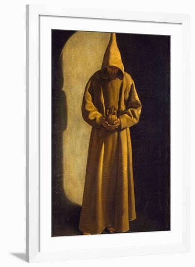 Saint Francis with a Skull in His Hands, C.1630-Francisco de Zurbarán-Framed Giclee Print