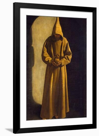 Saint Francis with a Skull in His Hands, C.1630-Francisco de Zurbarán-Framed Giclee Print