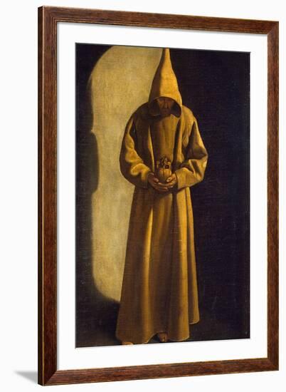 Saint Francis with a Skull in His Hands, C.1630-Francisco de Zurbarán-Framed Giclee Print