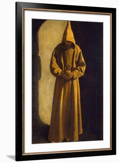 Saint Francis with a Skull in His Hands, C.1630-Francisco de Zurbarán-Framed Giclee Print