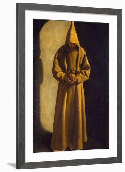 Saint Francis with a Skull in His Hands, C.1630-Francisco de Zurbarán-Framed Giclee Print