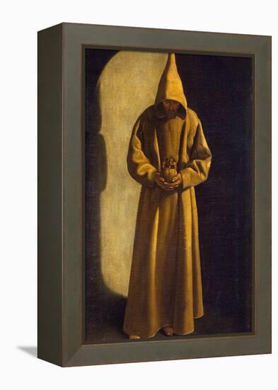 Saint Francis with a Skull in His Hands, C.1630-Francisco de Zurbarán-Framed Premier Image Canvas