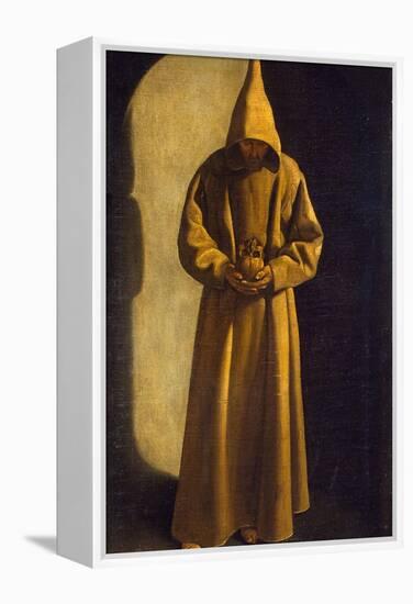 Saint Francis with a Skull in His Hands, C.1630-Francisco de Zurbarán-Framed Premier Image Canvas