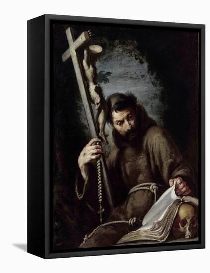 Saint Francois (1182-1226) - Saint Francis Par Strozzi, Bernardo (1581-1644). Oil on Canvas, Size :-Bernardo Strozzi-Framed Premier Image Canvas