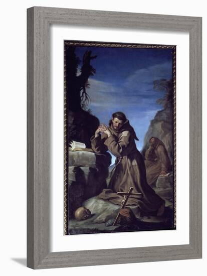 Saint Francois Adoring the Cross - Oil on Canvas, 1645-Guercino (1591-1666)-Framed Giclee Print