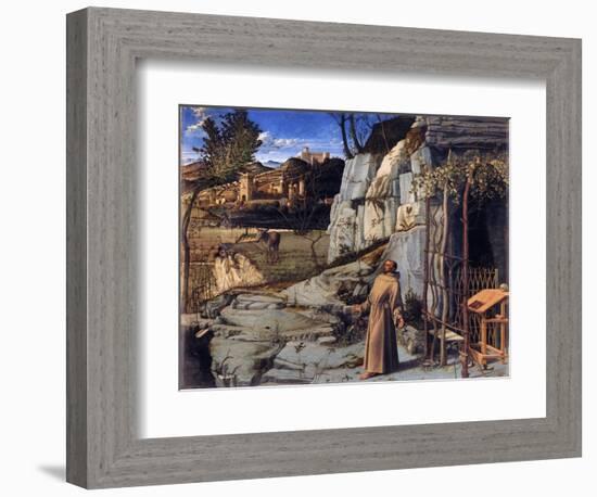 Saint Francois Au Desert  (Saint Francis in the Desert) - Peinture De Giovanni Bellini Dit Il Giam-Giovanni Bellini-Framed Giclee Print