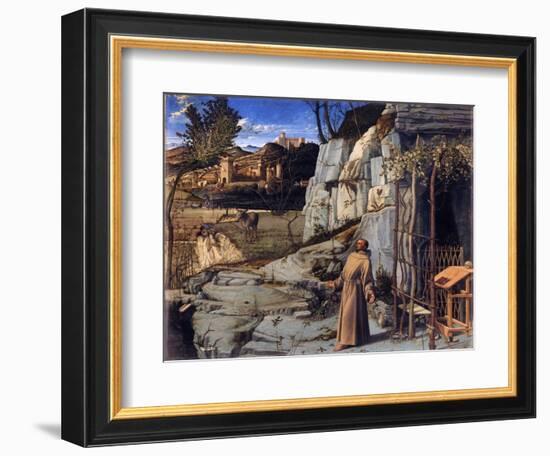 Saint Francois Au Desert  (Saint Francis in the Desert) - Peinture De Giovanni Bellini Dit Il Giam-Giovanni Bellini-Framed Giclee Print