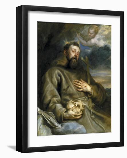 Saint Francois D'assisi (Assise) (Vers 1181-1226) - Saint Francis of Assisi in Ecstasy - Dyck, Sir-Anthony Van Dyck-Framed Giclee Print