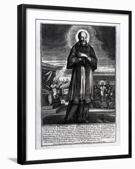 Saint Francois De Sales (1568-1622) (Engraving) (B/W Photo)-French-Framed Giclee Print