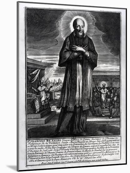 Saint Francois De Sales (1568-1622) (Engraving) (B/W Photo)-French-Mounted Giclee Print