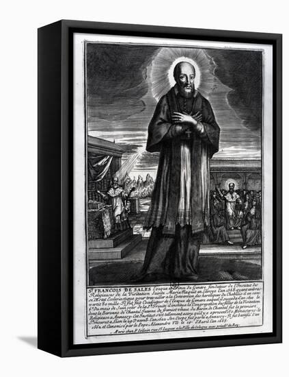 Saint Francois De Sales (1568-1622) (Engraving) (B/W Photo)-French-Framed Premier Image Canvas
