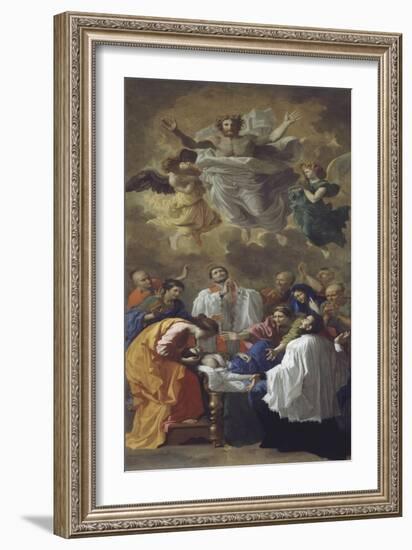 Saint François-Xavier rappelant à la vie la fille d'un habitant de Cangoxima au Japon-Nicolas Poussin-Framed Giclee Print