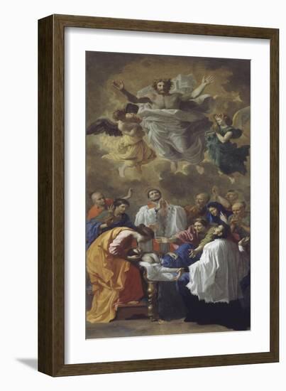Saint François-Xavier rappelant à la vie la fille d'un habitant de Cangoxima au Japon-Nicolas Poussin-Framed Giclee Print