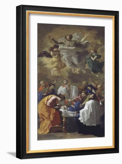 Saint François-Xavier rappelant à la vie la fille d'un habitant de Cangoxima au Japon-Nicolas Poussin-Framed Giclee Print