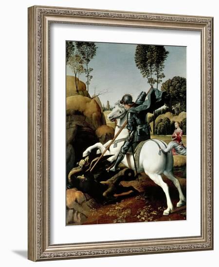 Saint George and the Dragon, 1504-1506-Raphael-Framed Premium Giclee Print