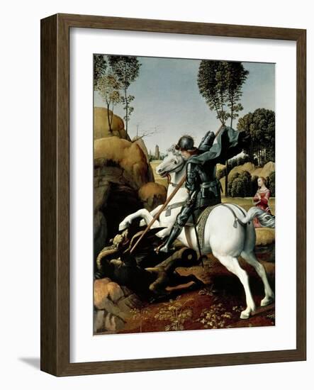 Saint George and the Dragon, 1504-1506-Raphael-Framed Premium Giclee Print