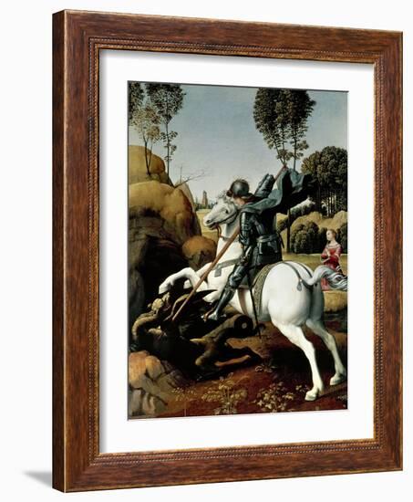 Saint George and the Dragon, 1504-1506-Raphael-Framed Premium Giclee Print