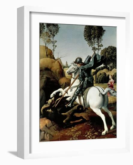 Saint George and the Dragon, 1504-1506-Raphael-Framed Premium Giclee Print
