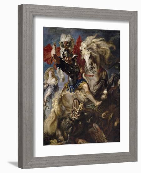 Saint George and the Dragon, 1606-1608-Peter Paul Rubens-Framed Giclee Print