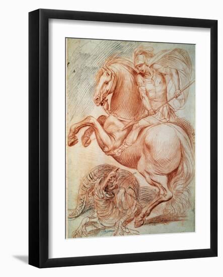 Saint George and the Dragon, 17th Century-Giuseppe Cesari-Framed Giclee Print