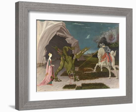 Saint George and the Dragon. About 1470-Paolo Uccello-Framed Giclee Print