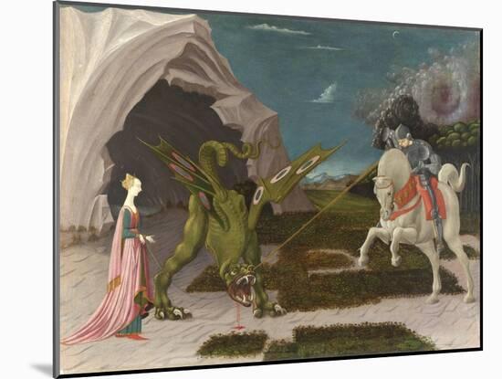 Saint George and the Dragon. About 1470-Paolo Uccello-Mounted Giclee Print