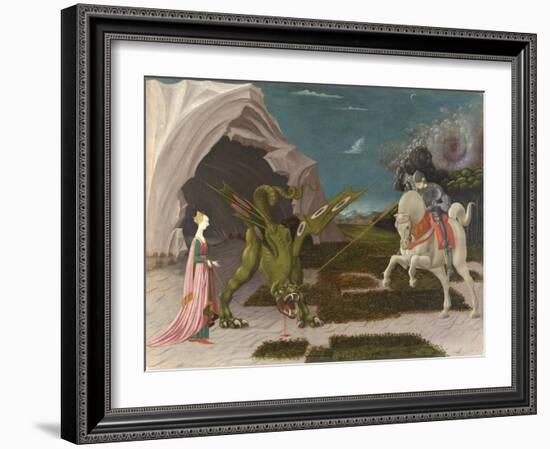 Saint George and the Dragon. About 1470-Paolo Uccello-Framed Giclee Print
