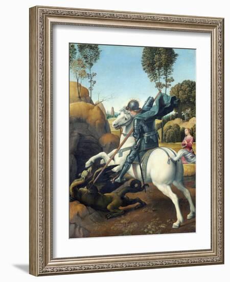 Saint George and the Dragon by Raphael-null-Framed Giclee Print