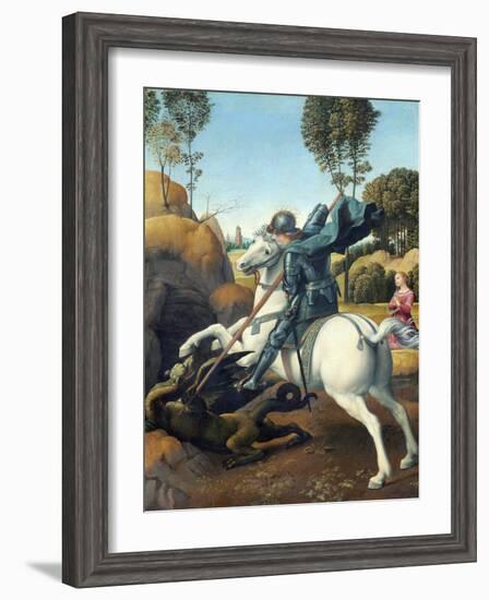 Saint George and the Dragon by Raphael-null-Framed Giclee Print