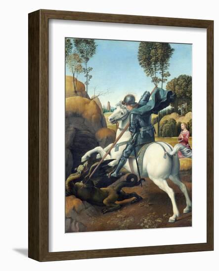 Saint George and the Dragon by Raphael-null-Framed Giclee Print