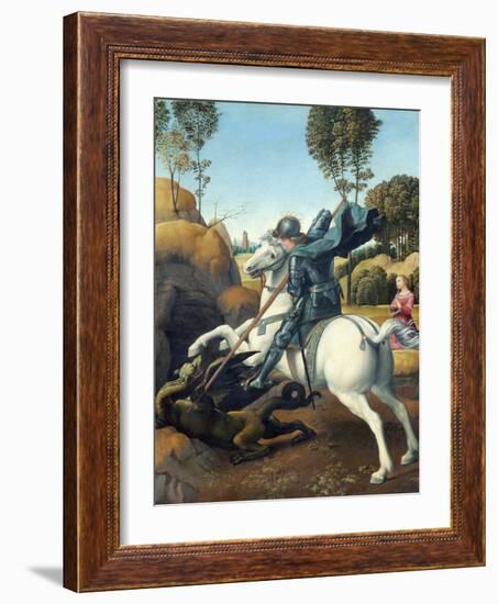 Saint George and the Dragon by Raphael-null-Framed Giclee Print