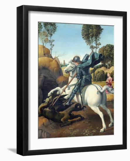 Saint George and the Dragon by Raphael-null-Framed Giclee Print