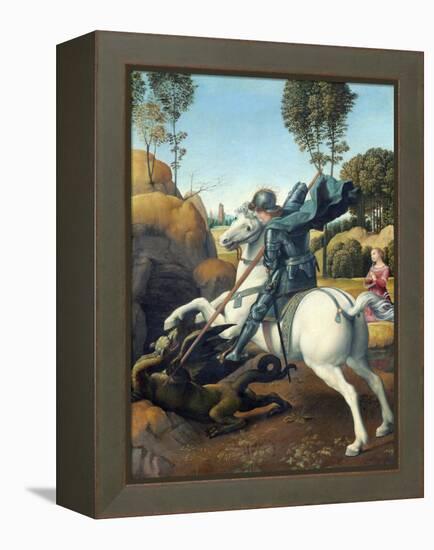 Saint George and the Dragon by Raphael-null-Framed Premier Image Canvas