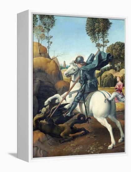 Saint George and the Dragon by Raphael-null-Framed Premier Image Canvas